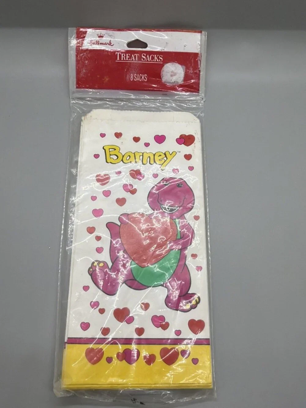 Vintage 90’s Barney Baby Bop Hallmark Valentine’s Day Party Treat Bags Sacks